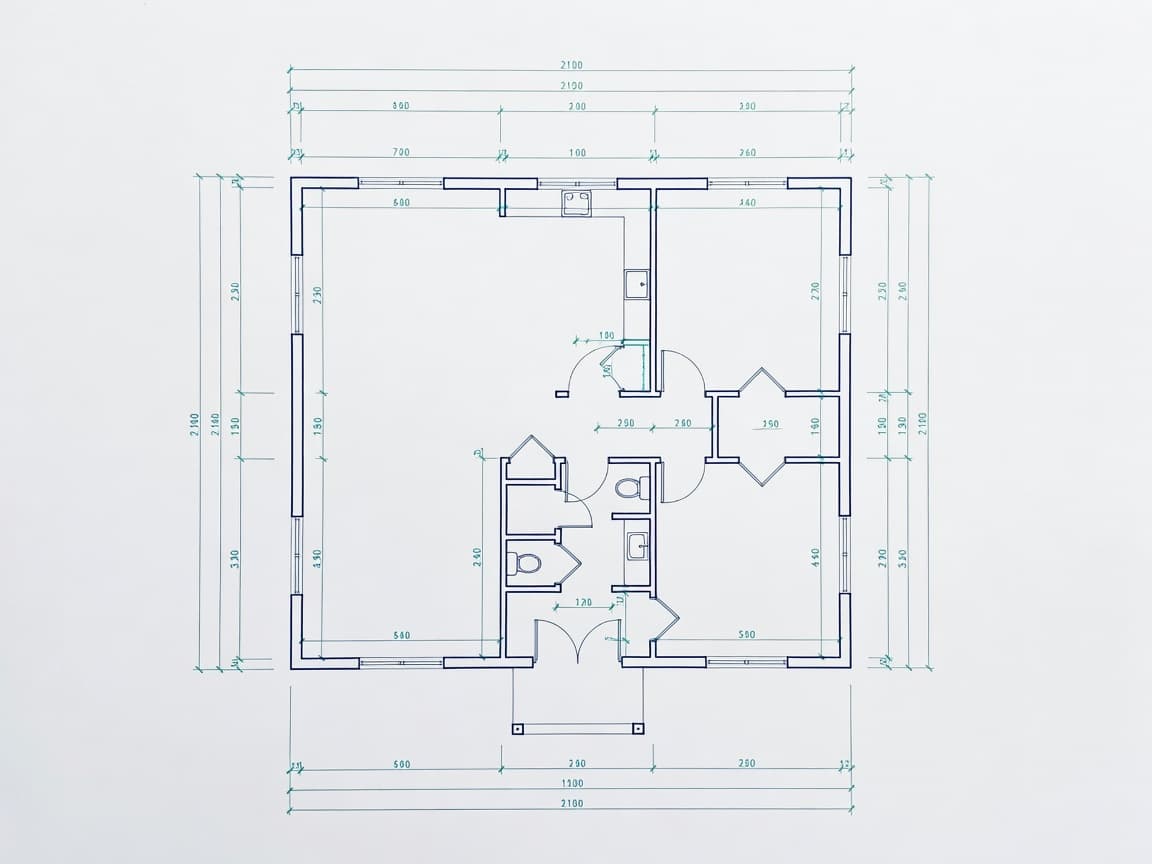 Simple floor plan from an AI Home Planner showing rooms and measurements